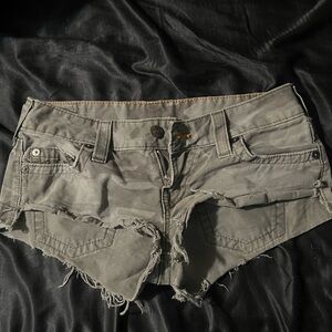 True Religion Distressed Camo Shorts